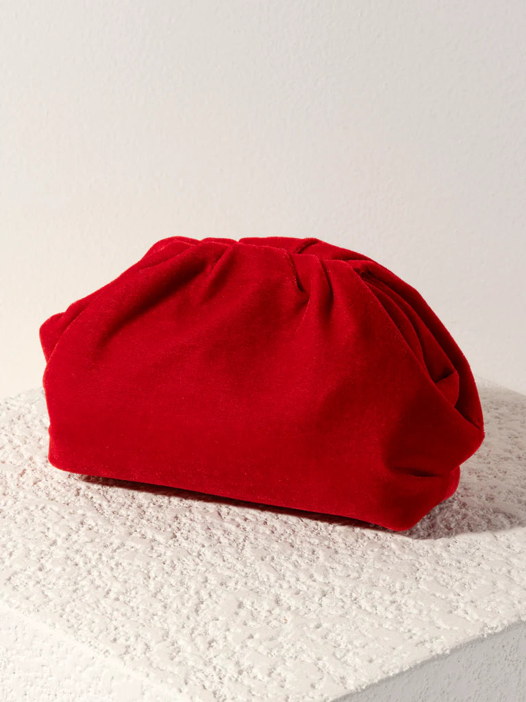 CHRISSY VELVET CLUTCH in Red