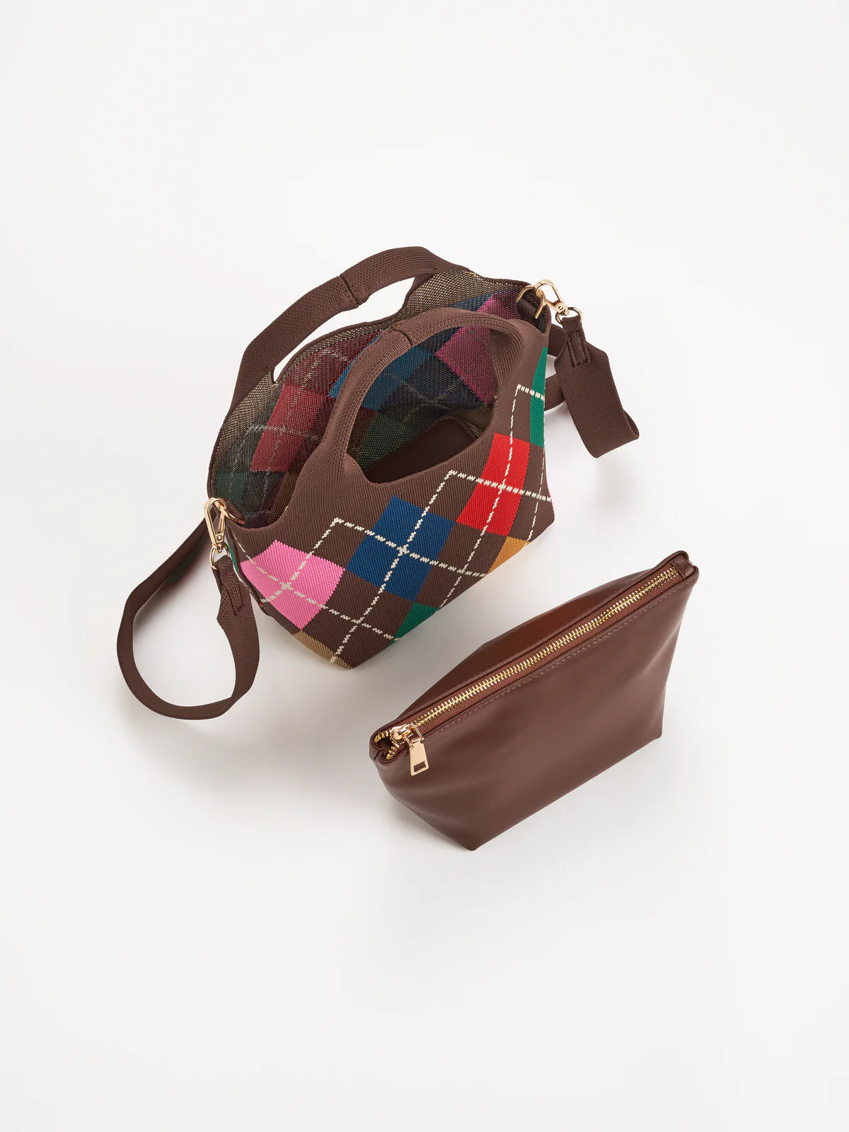 ROBBIE ARGYLE MINI TOTE in Brown