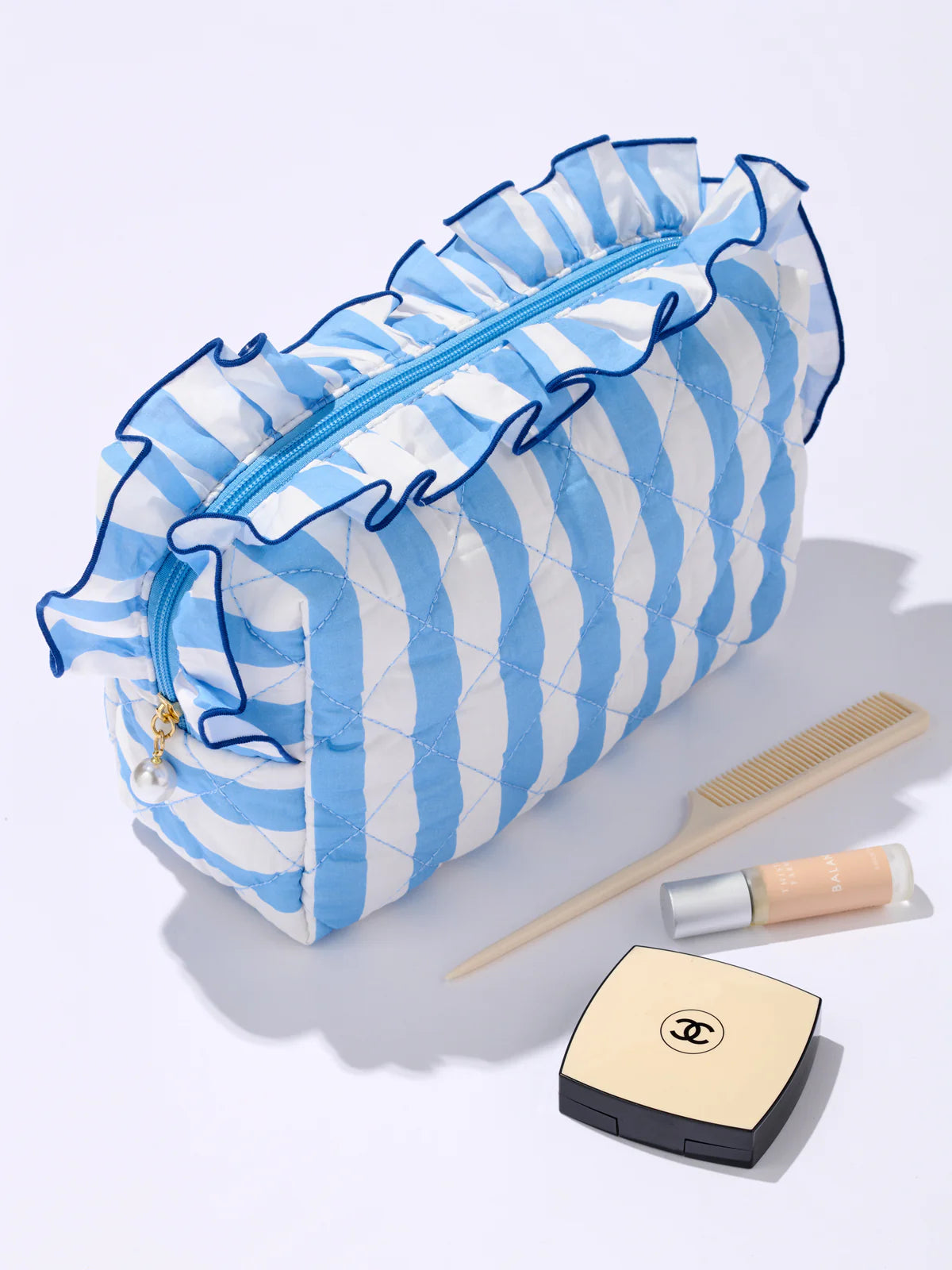 FANCY LARGE ZIP POUCH in Blue