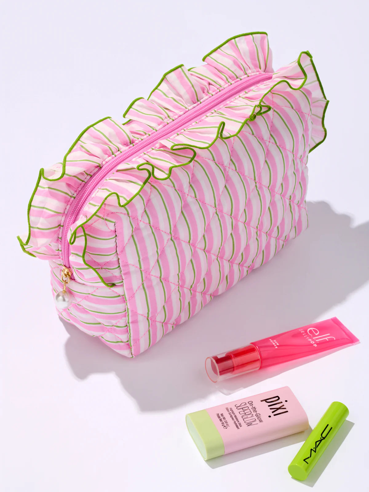 FANCY LARGE ZIP POUCH in Pink