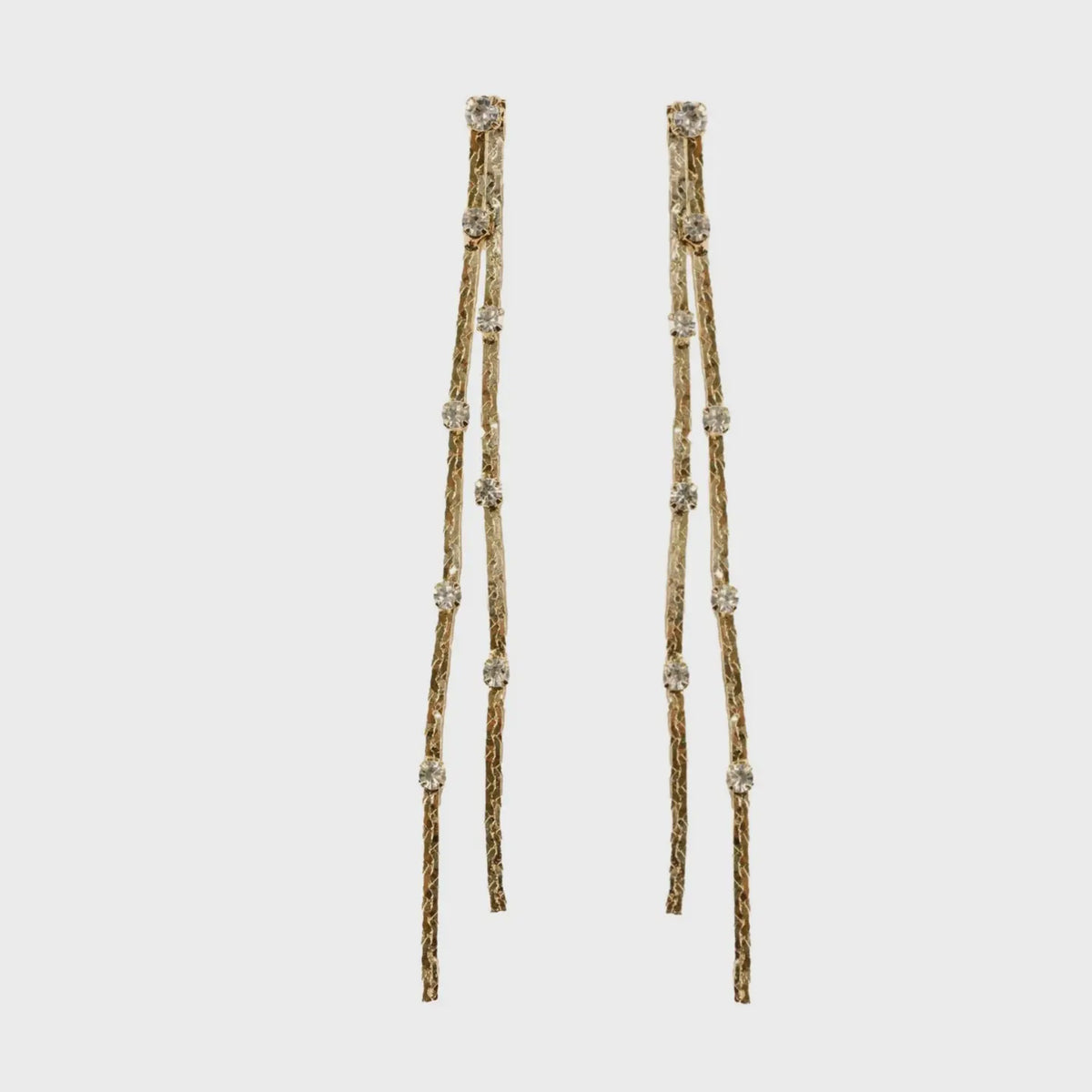 DIAMOND DOTTED DUSTER STATEMENT EARRINGS in Gold
