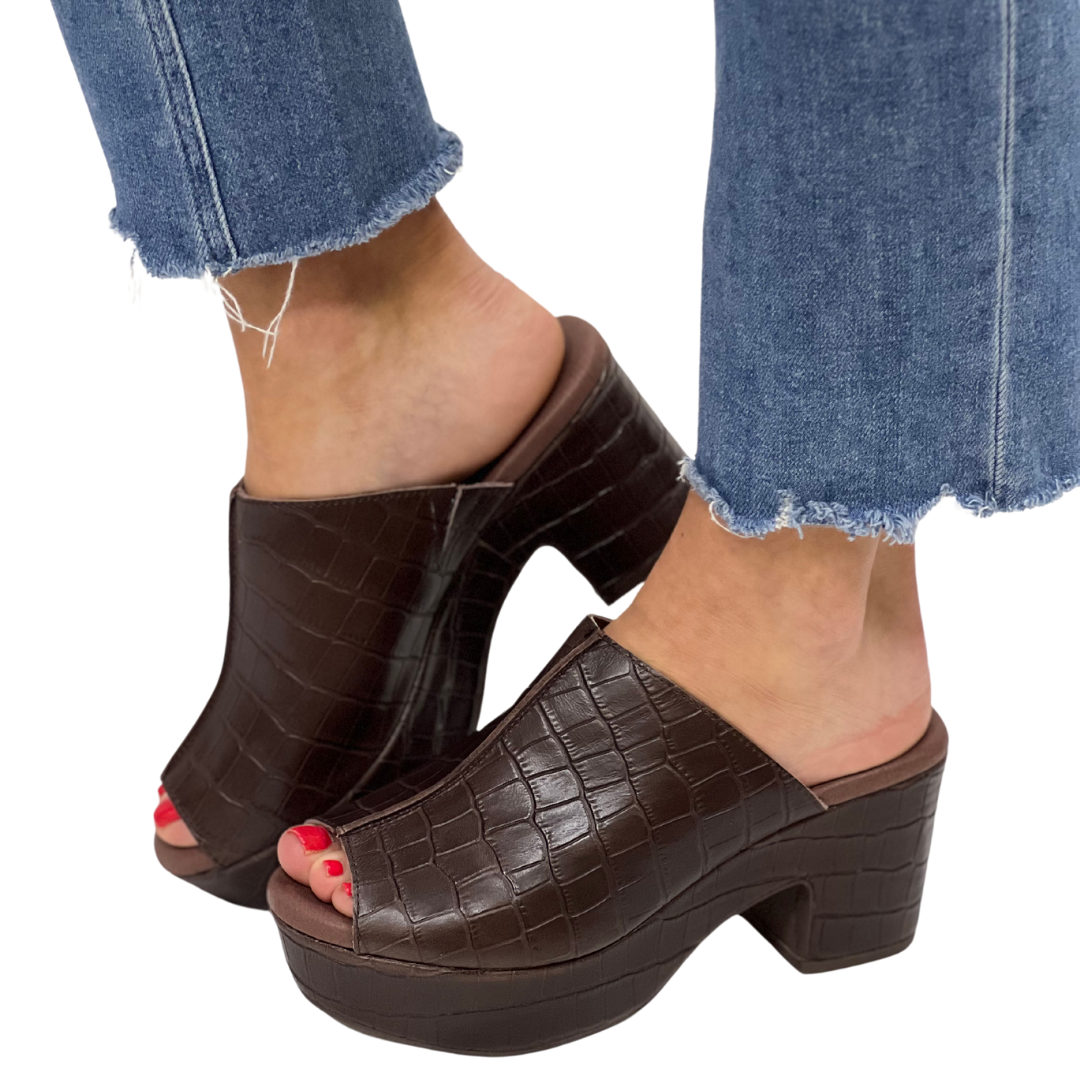 GADIS in Brown Embossed Croco