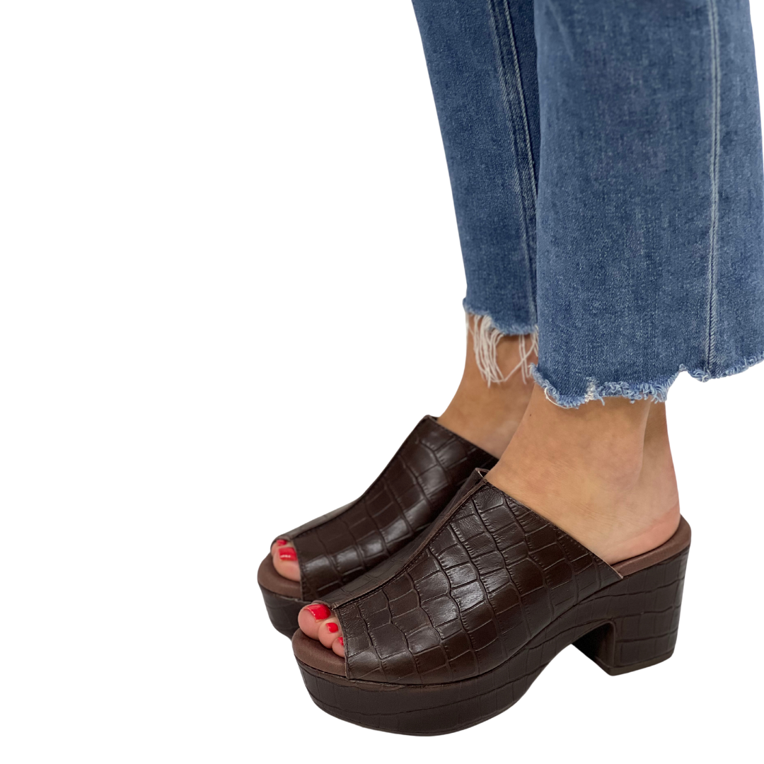 GADIS in Brown Embossed Croco