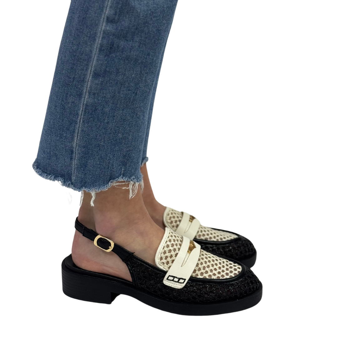 PAIINTED WOVEN in Nude + Black