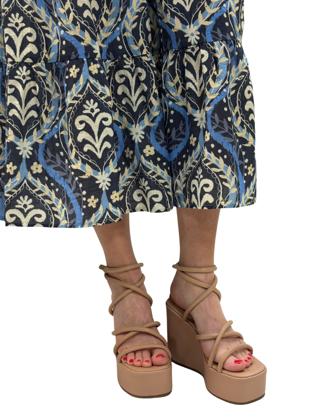 LIZA STRAPPY WEDGE in Antique Nude