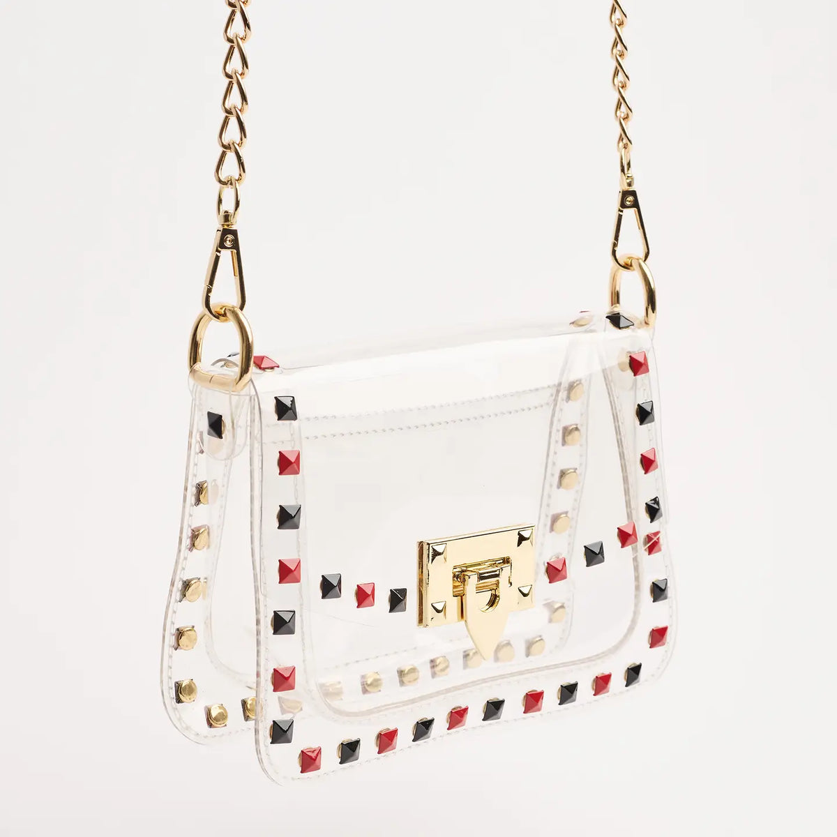 THE JACKIE STADIUM BAG in Black + Red