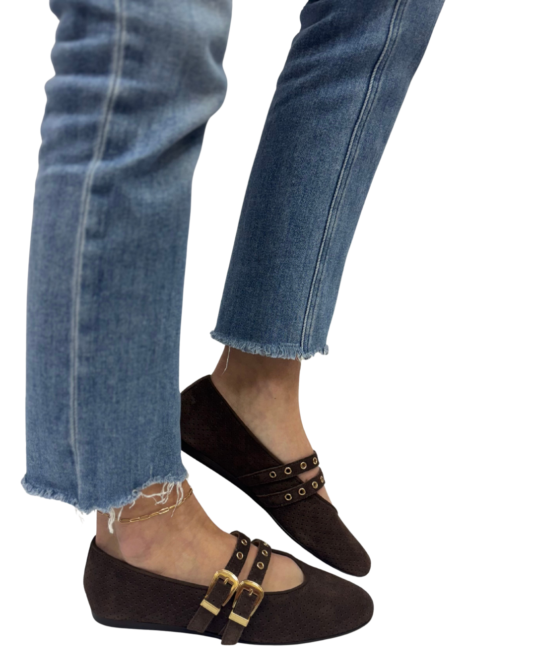 BAYLEE GROMMET in Dark Brown Perforated