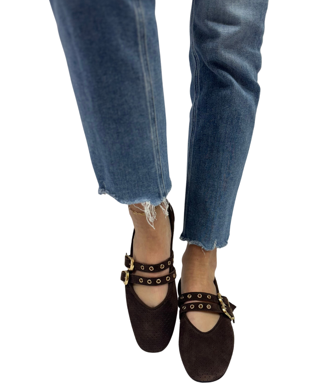BAYLEE GROMMET in Dark Brown Perforated