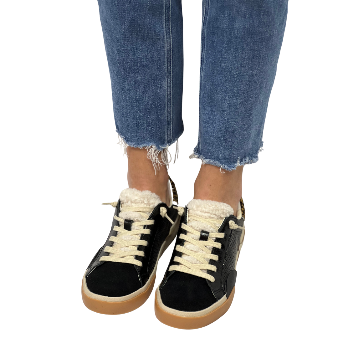 ZINA PLUSH in Black Multi Woven