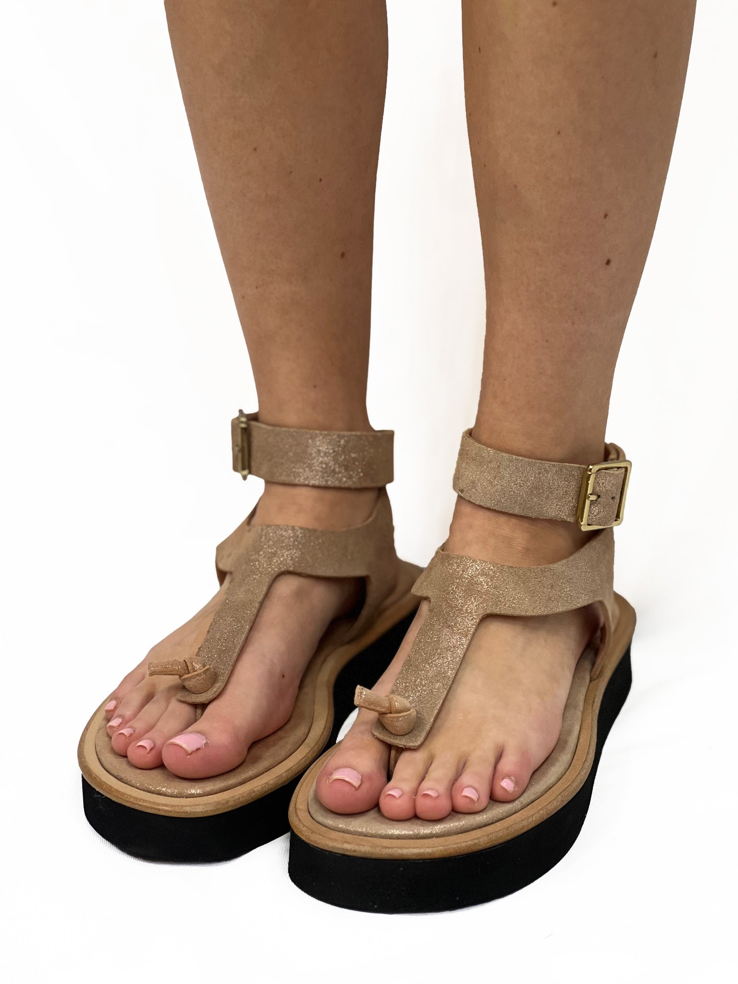 EVIE WRAP SANDAL in Rose Gold