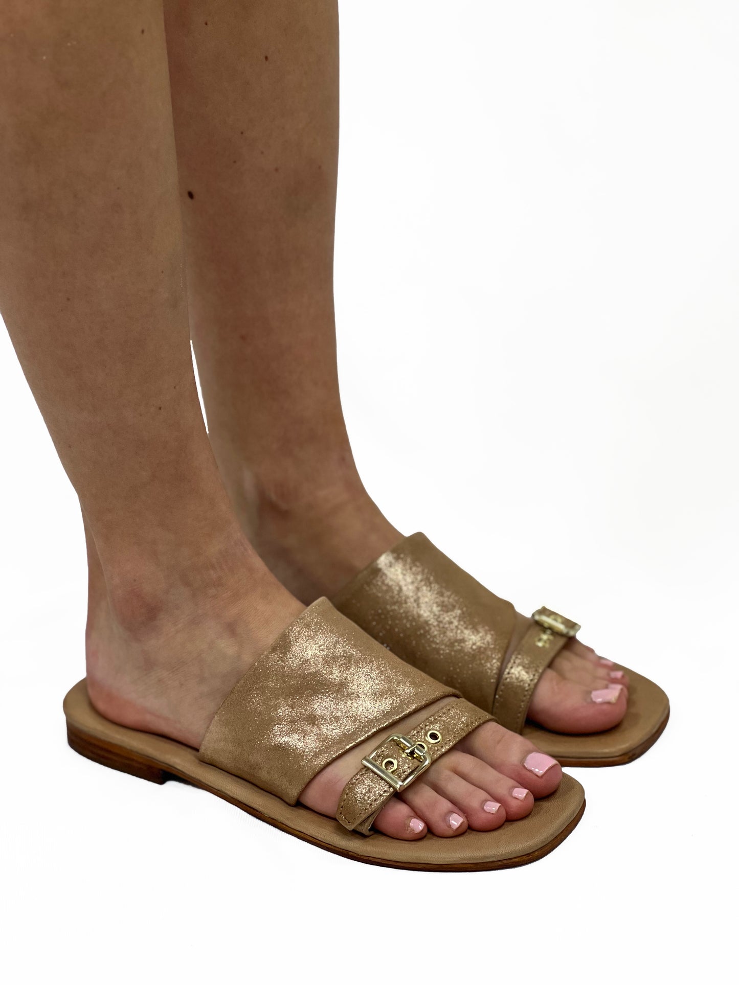 MILA MINIMAL FLAT SANDAL in Rose Gold