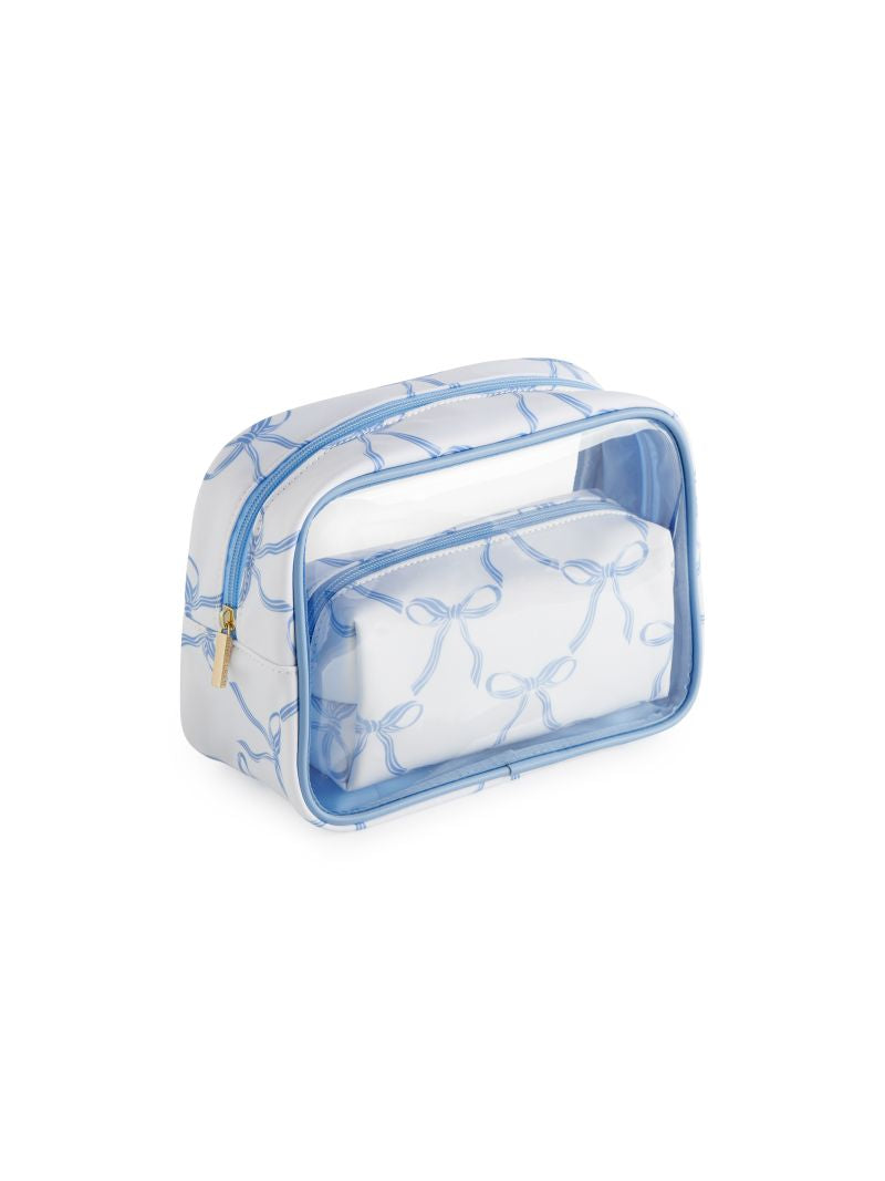 BOW SET OF 2 COSMETIC POUCHES in White