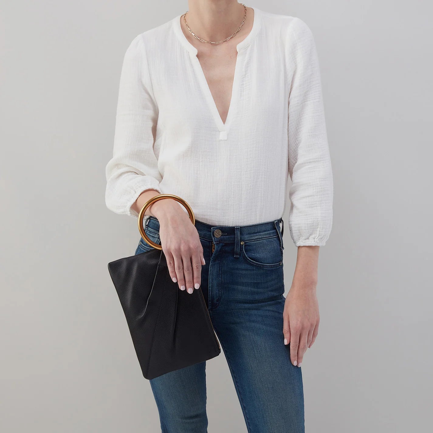 SHEILA RING CLUTCH in Black
