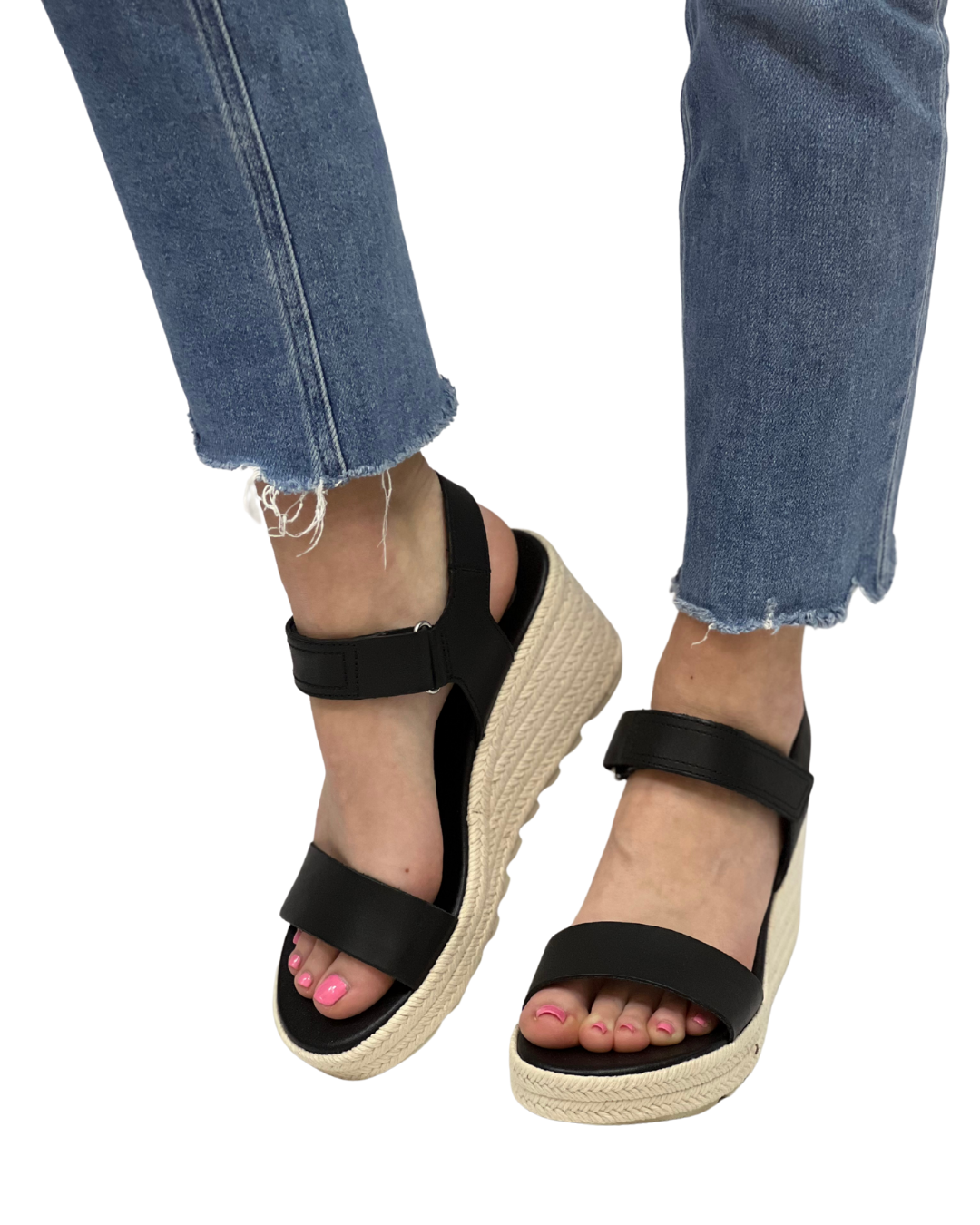CAMERON WEDGE in Black + Chalk