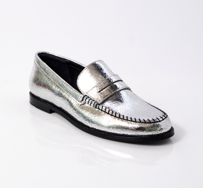 BLANKET STITCH LOAFER in Pale Pewter