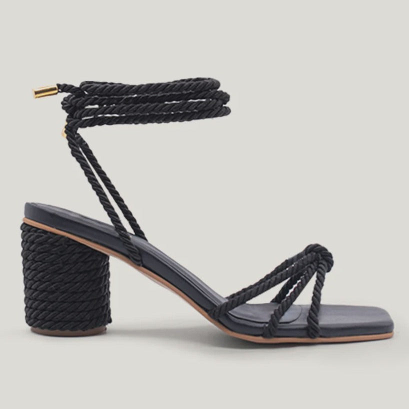FRIDA KNOTTED HEEL in Black