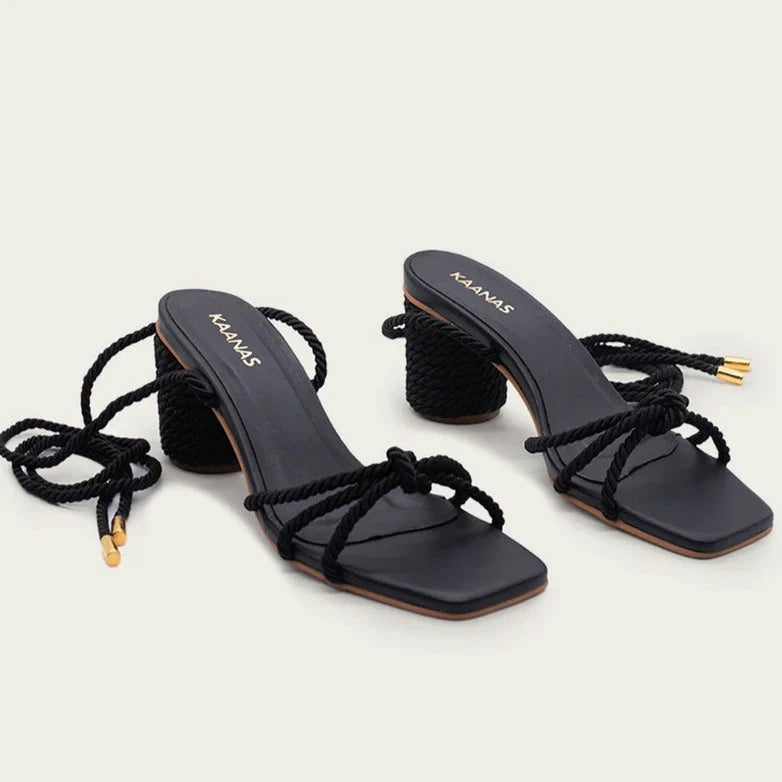 FRIDA KNOTTED HEEL in Black
