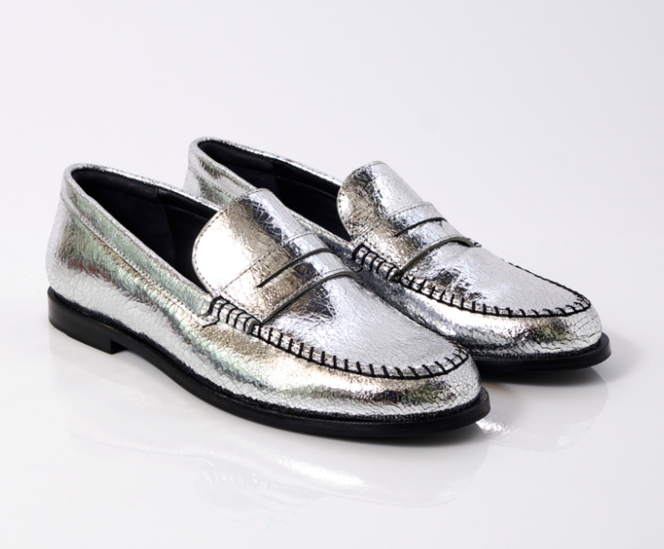BLANKET STITCH LOAFER in Pale Pewter