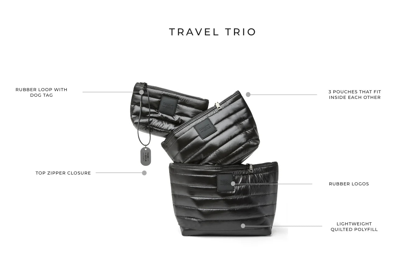 TRAVEL TRIO in Lipstick Patent/Pearl Silver/Black Patent