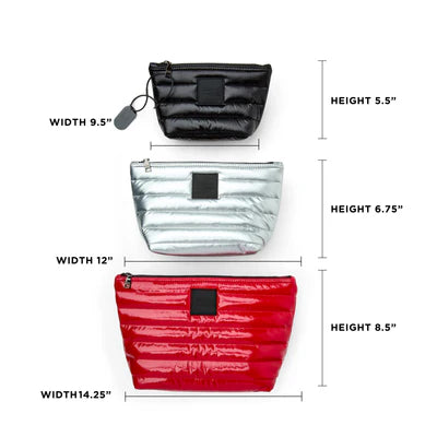 TRAVEL TRIO in Lipstick Patent/Pearl Silver/Black Patent