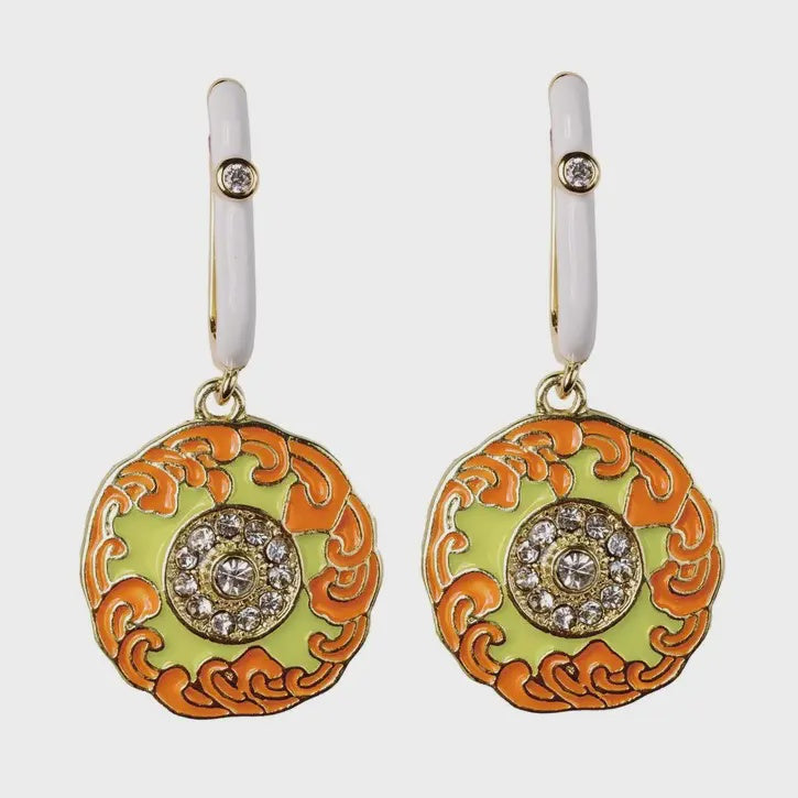 DIAMOND CAPRI TILES EARRINGS in Orange