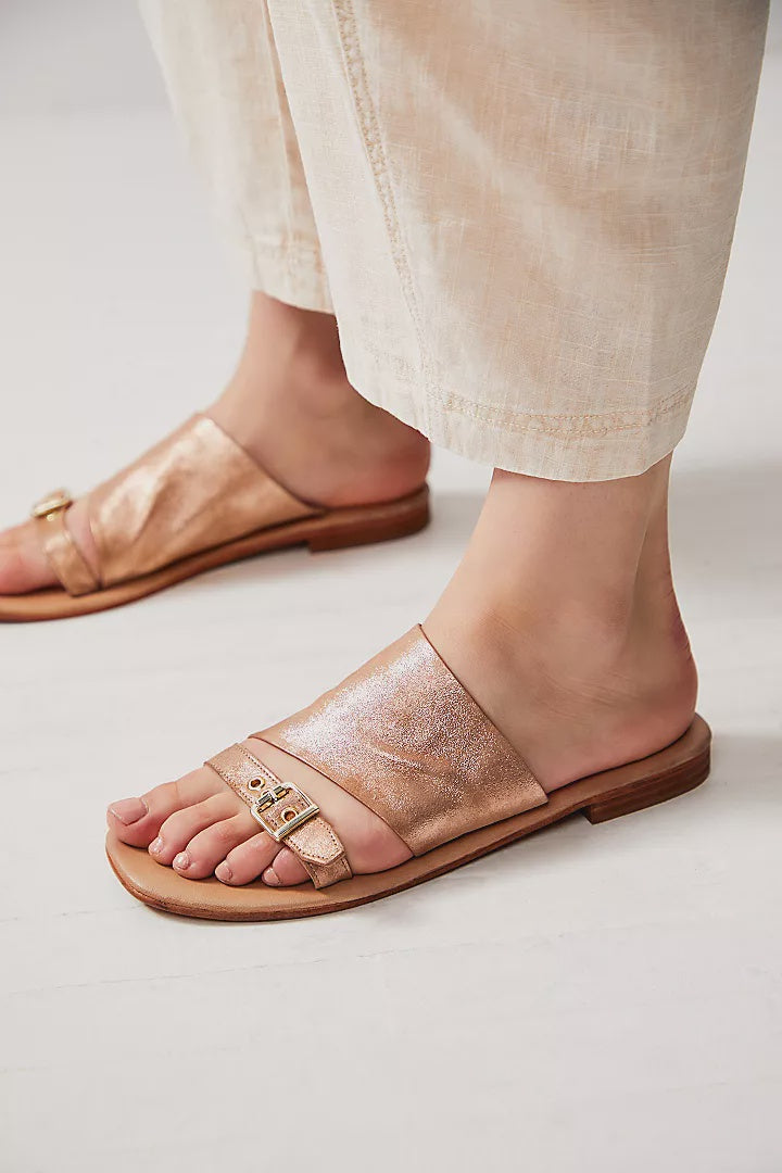 MILA MINIMAL FLAT SANDAL in Rose Gold