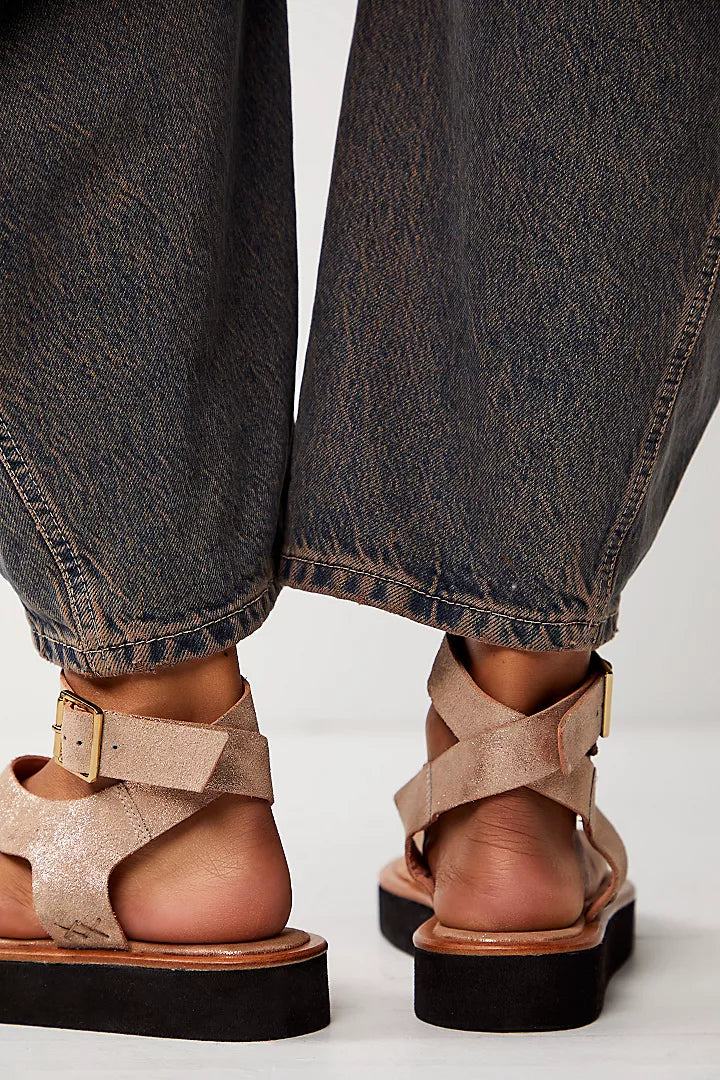 EVIE WRAP SANDAL in Rose Gold
