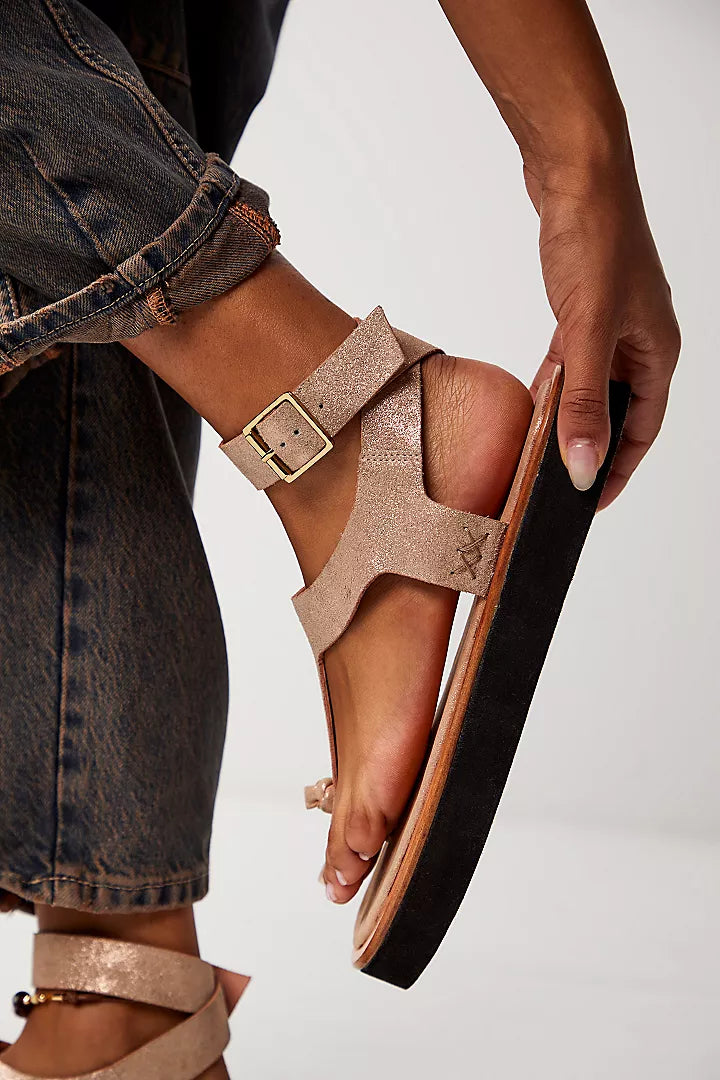 EVIE WRAP SANDAL in Rose Gold