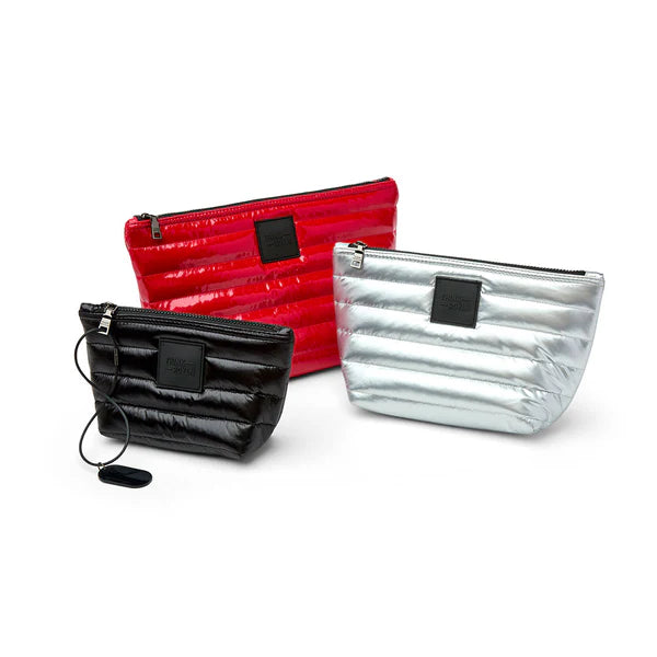 TRAVEL TRIO in Lipstick Patent/Pearl Silver/Black Patent