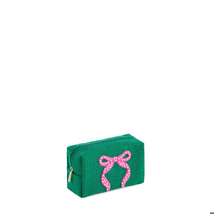 SMALL MARA BOW ZIP POUCH in Green