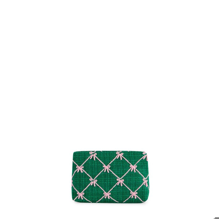 TINSEL BOW ZIP POUCH in Green