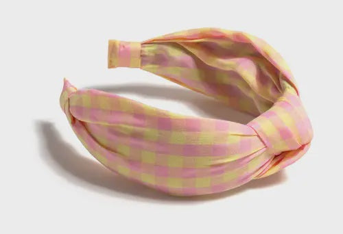 KNOTTED CHECK HEADBAND in Pink