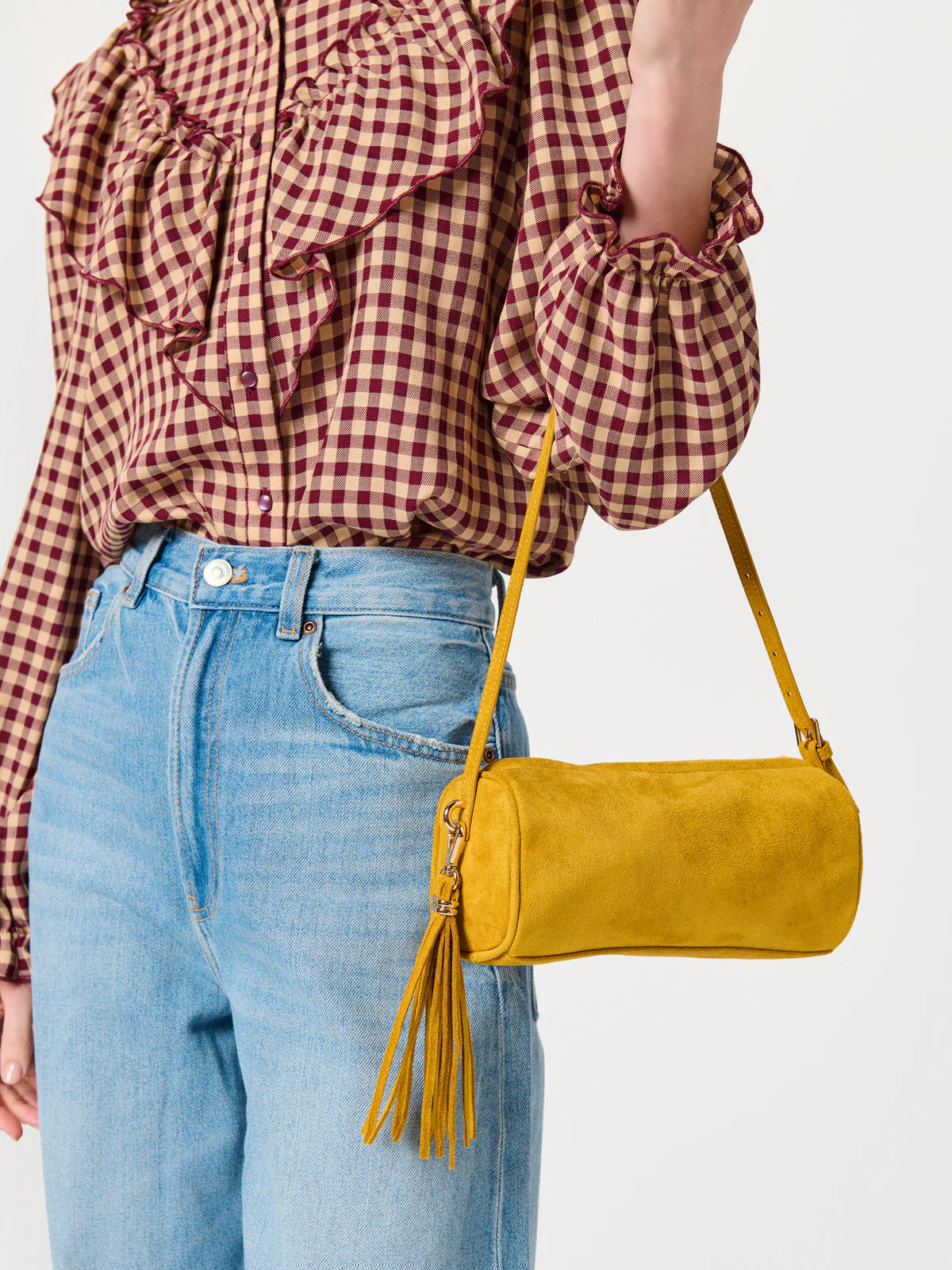KYLIE BARREL SHOULDER BAG in Mustard