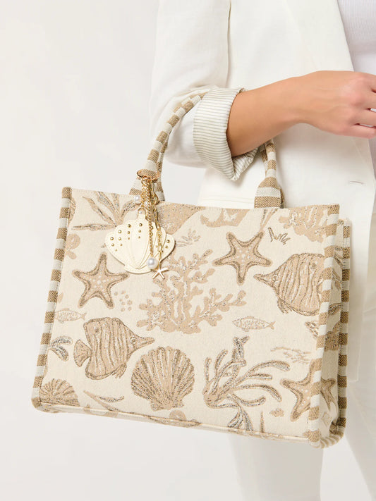COASTAL JACQUARD TOTE in Beige