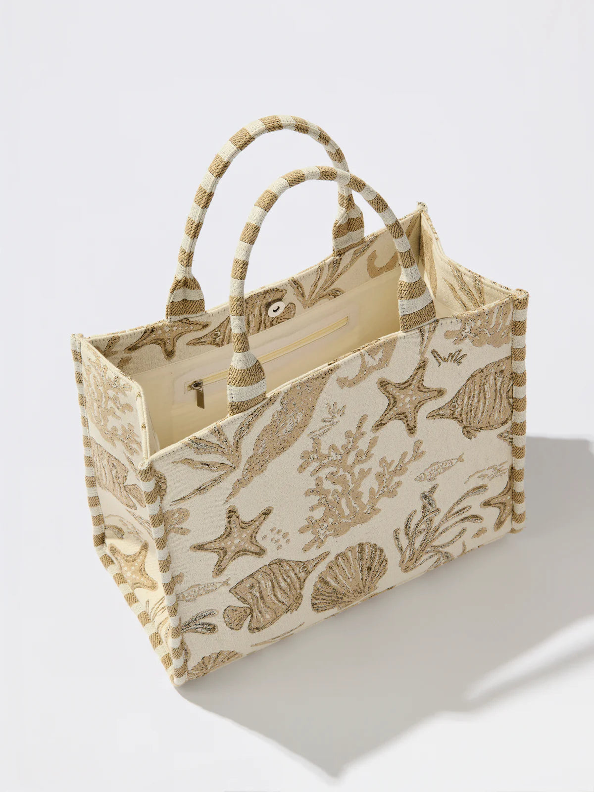 COASTAL JACQUARD TOTE in Beige