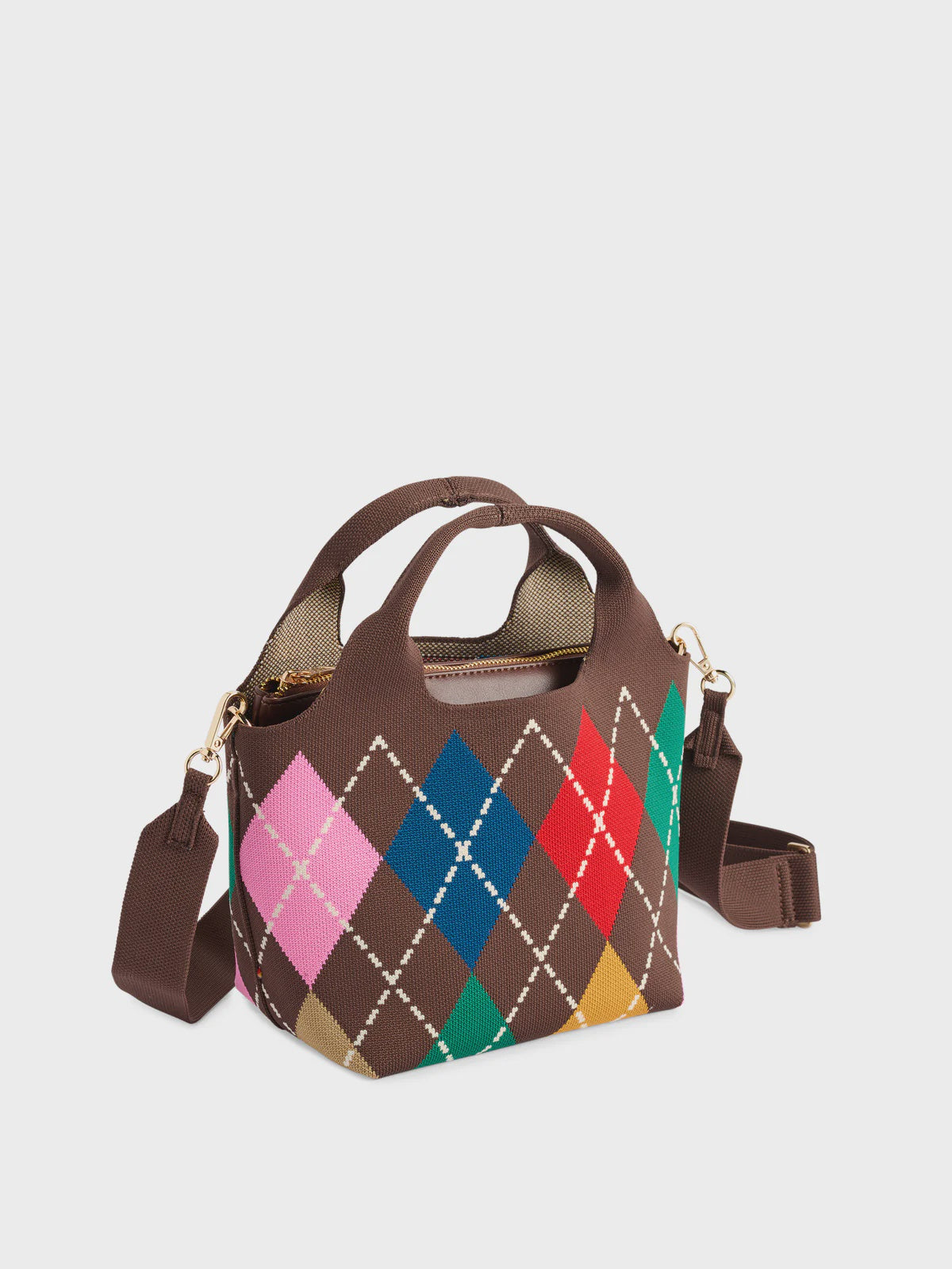 ROBBIE ARGYLE MINI TOTE in Brown