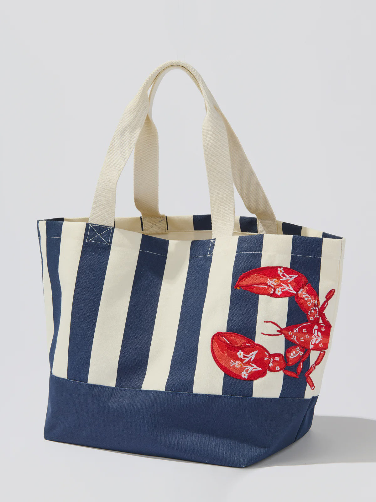 LOBSTER STRIPED TOTE in Navy