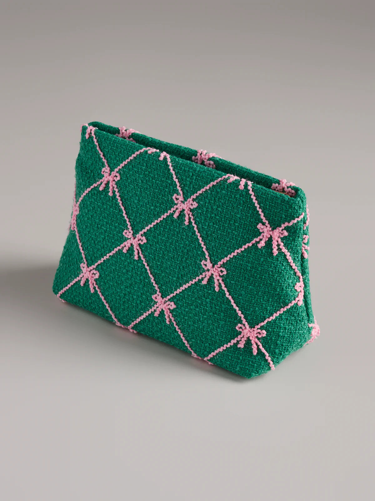 TINSEL BOW ZIP POUCH in Green
