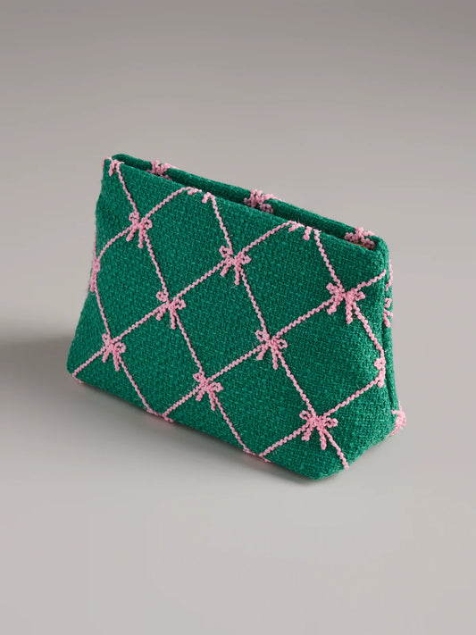 TINSEL BOW ZIP POUCH in Green