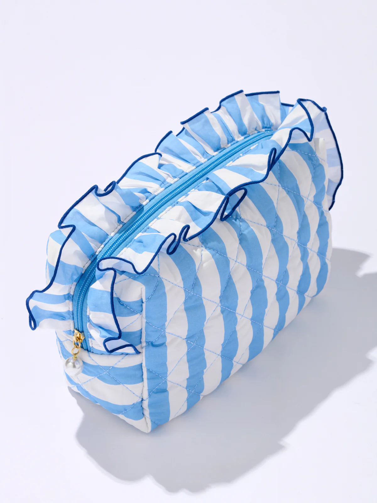 FANCY LARGE ZIP POUCH in Blue