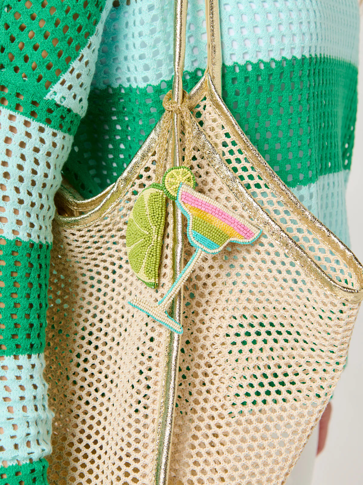 LIME/MARGARITA BEADED BAG CHARM in Multi