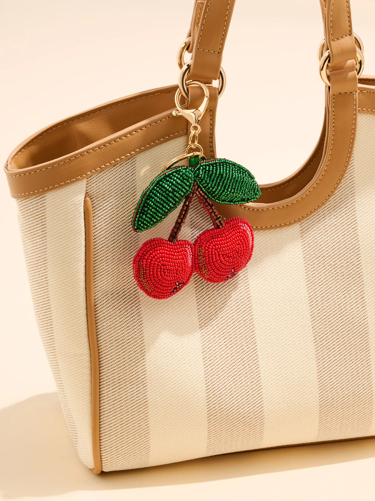 CHERRIES BEADED BAG CHARM/KEY CHAIN in Red