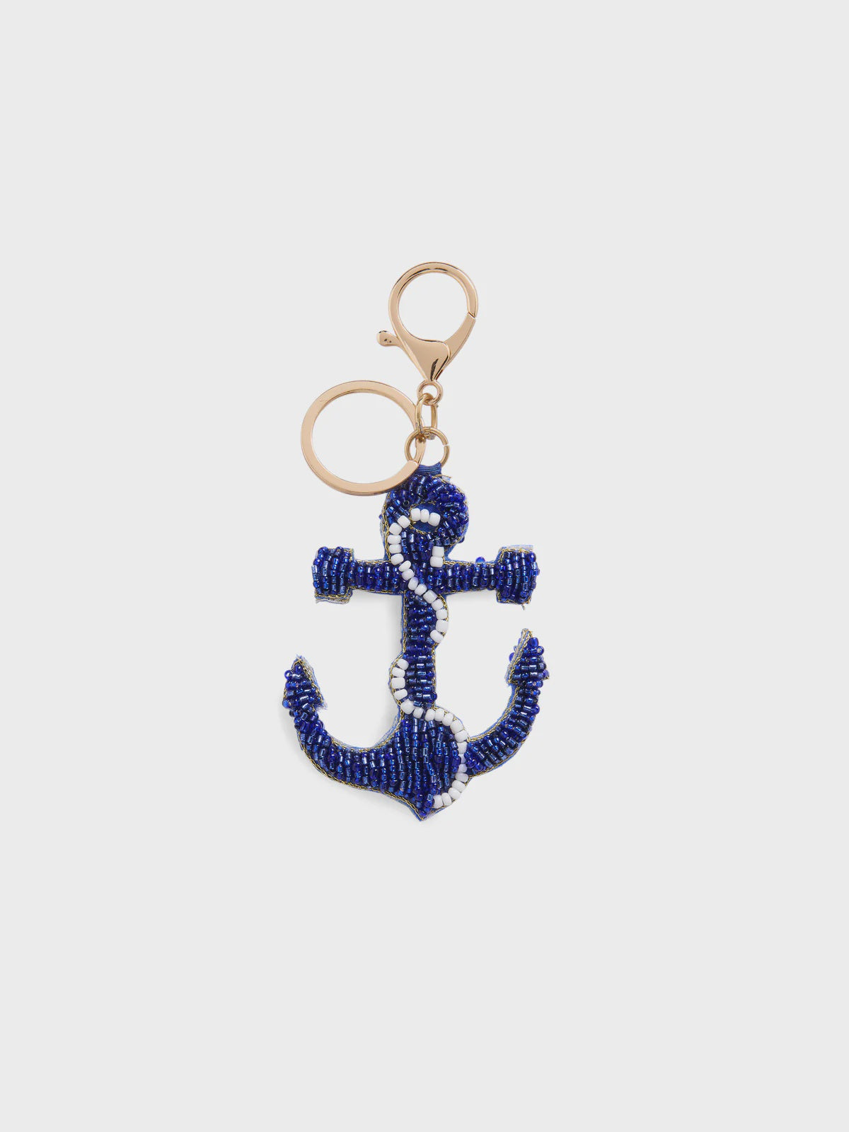 ANCHOR BEADED BAG CHARM/KEY CHAIN in Blue