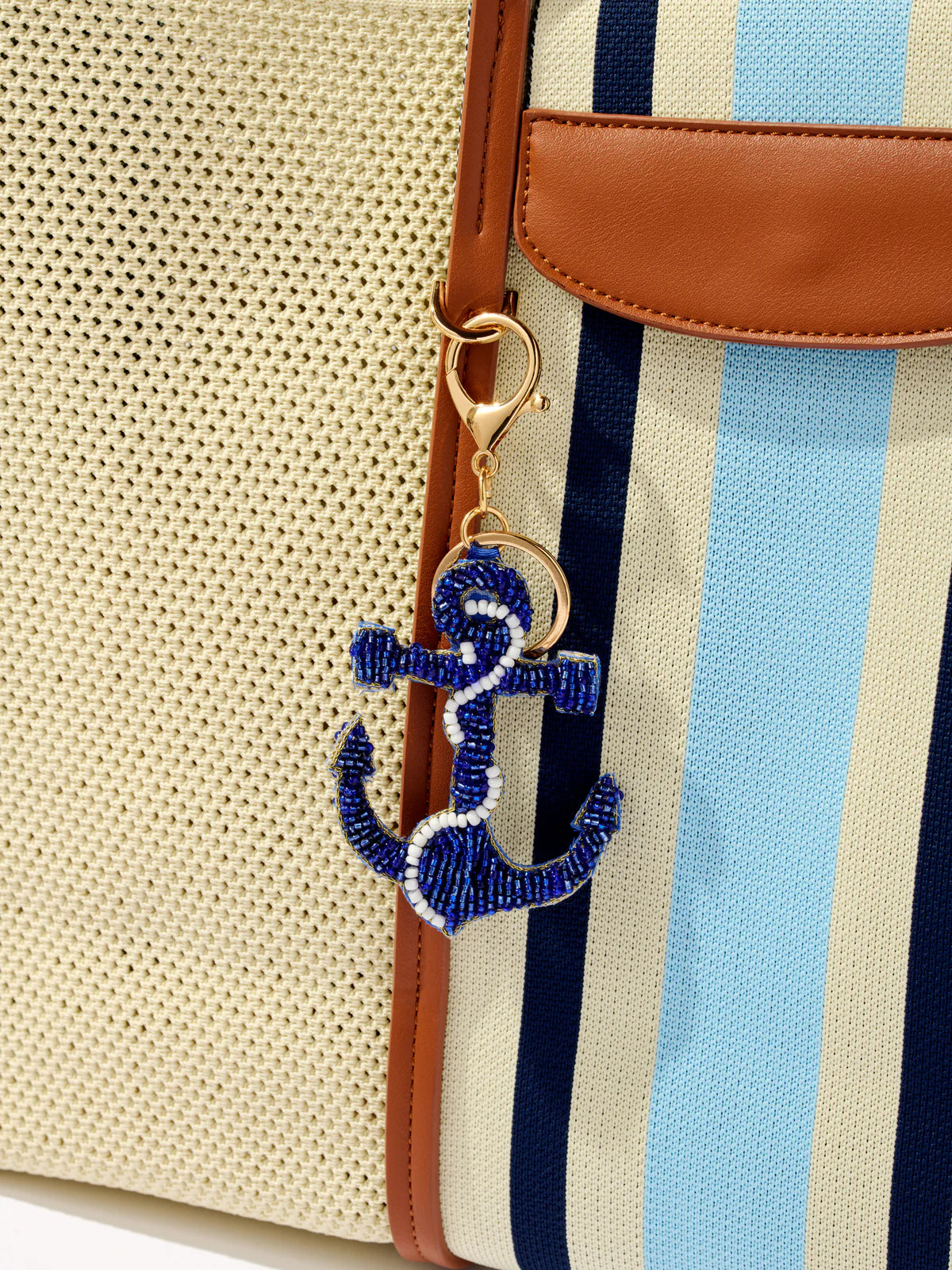 ANCHOR BEADED BAG CHARM/KEY CHAIN in Blue