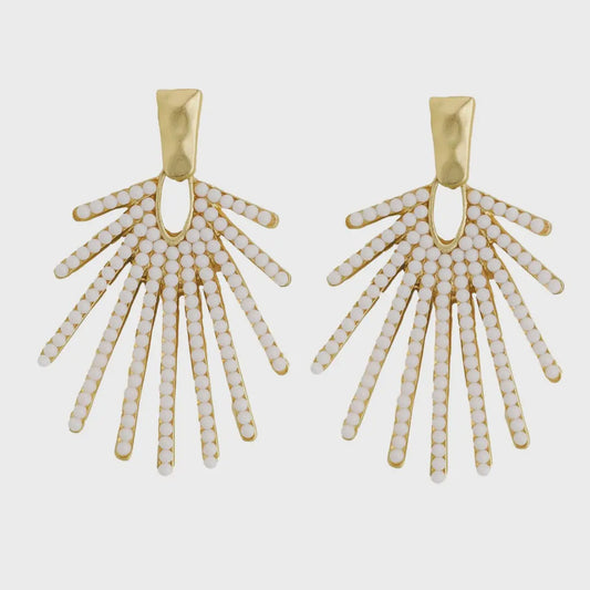 SUNBURST STATEMENT DROP EARRINGS in White