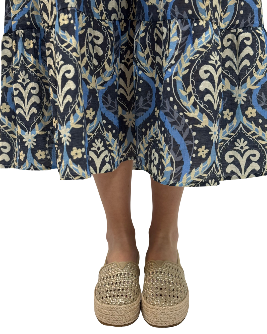 VALENCIA PLATFORM ESPADRILLE in Champagne Metallic