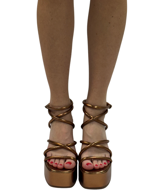 LIZA STRAPPY WEDGE in Bronze