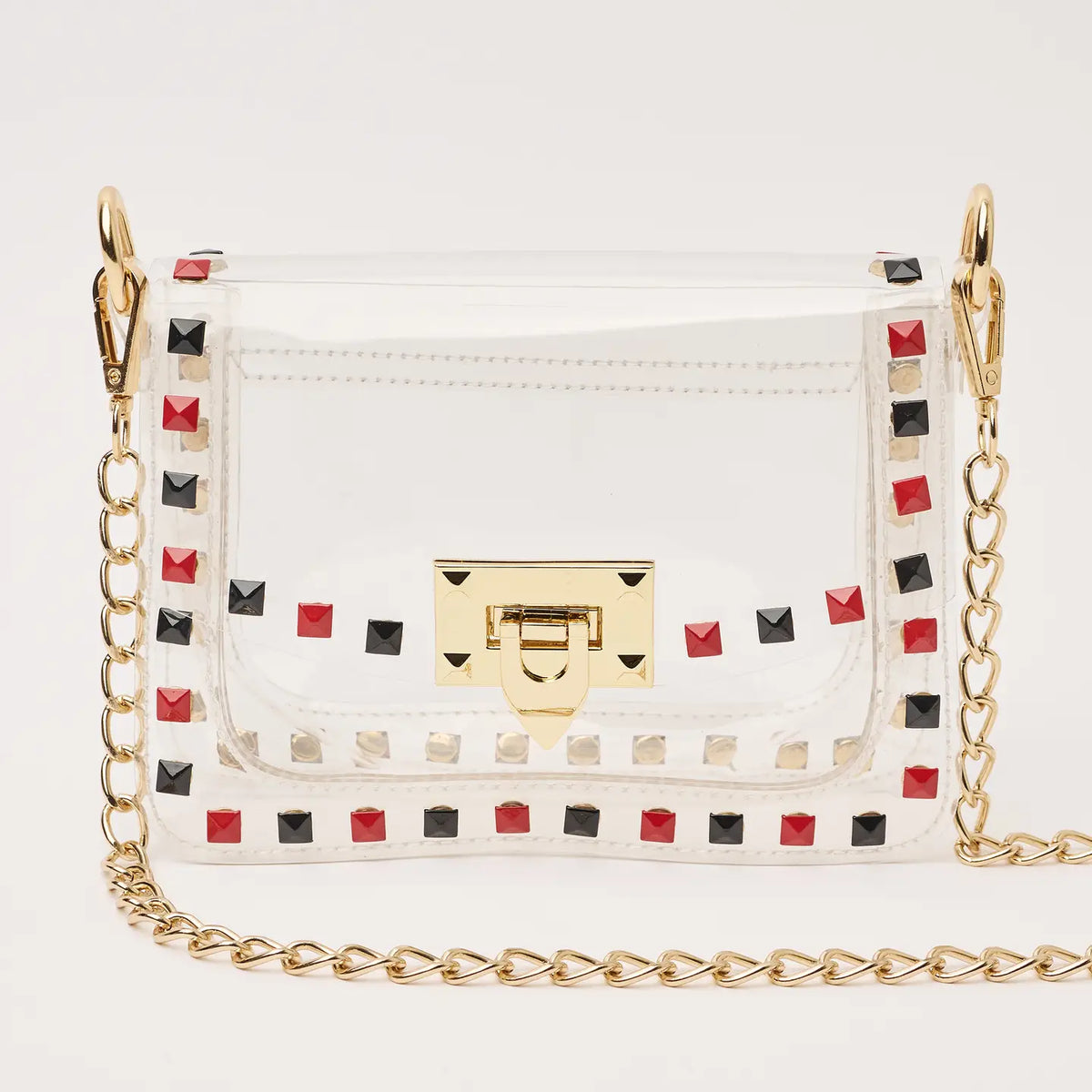 THE JACKIE STADIUM BAG in Black + Red