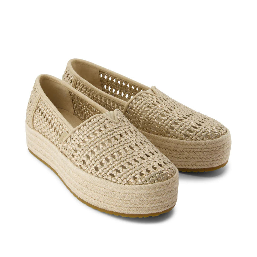 VALENCIA PLATFORM ESPADRILLE in Champagne Metallic
