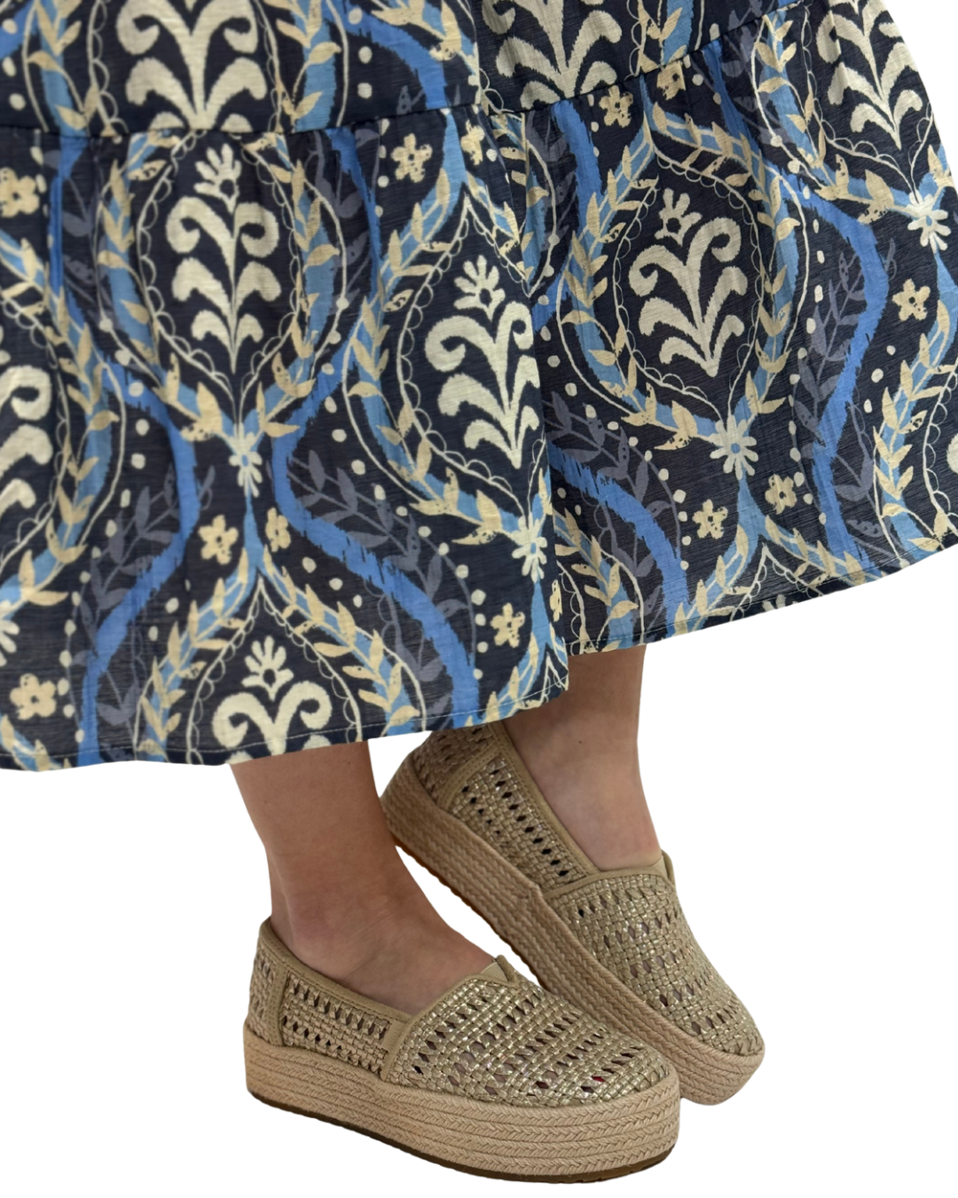 VALENCIA PLATFORM ESPADRILLE in Champagne Metallic